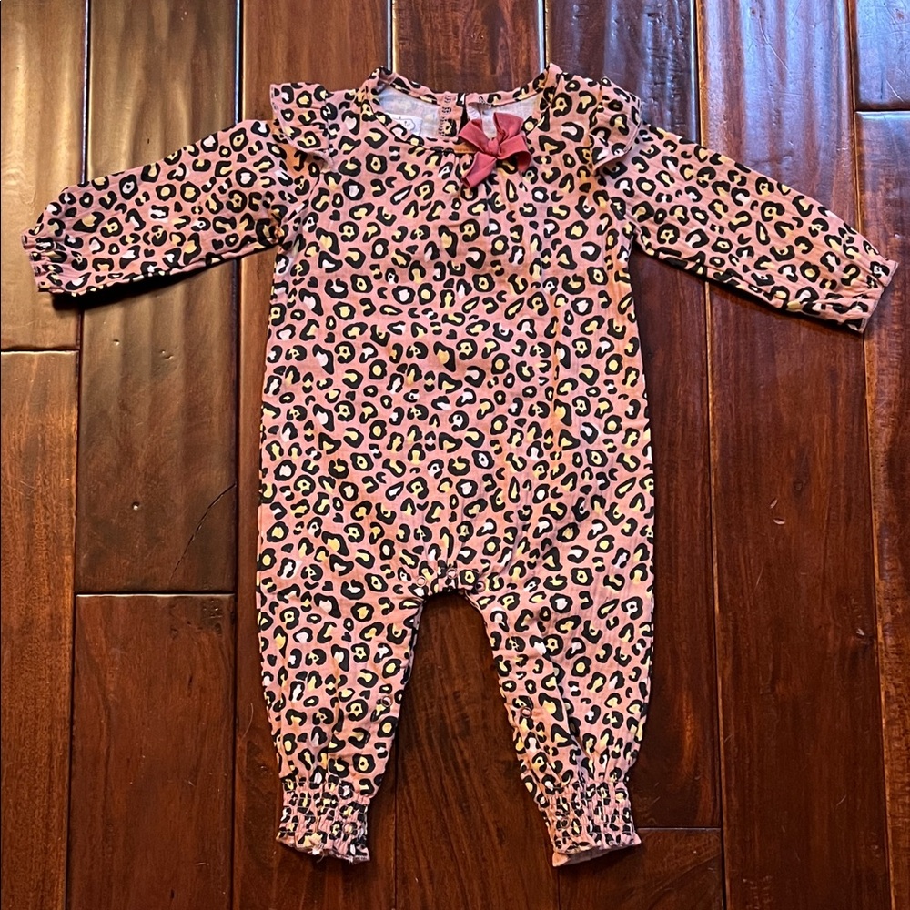 Mud Pie Mauve and Black Leopard Print Onesie